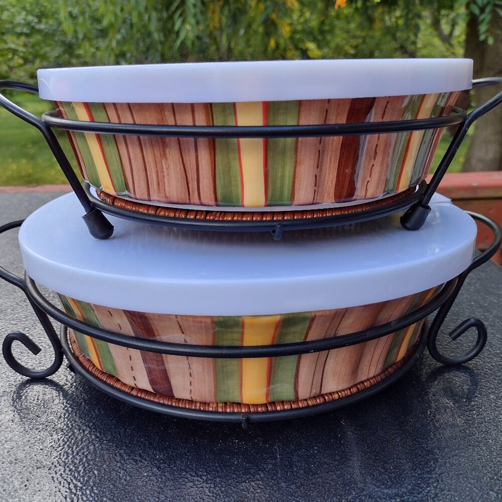Temp-tations By Tara Presentable Ovenware 2-Piece Oval Casserole Dishes Bamboo
